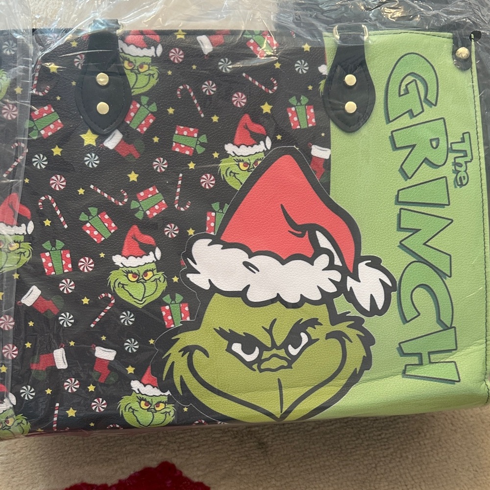Festive Grinch Tote Bag - Black and Green